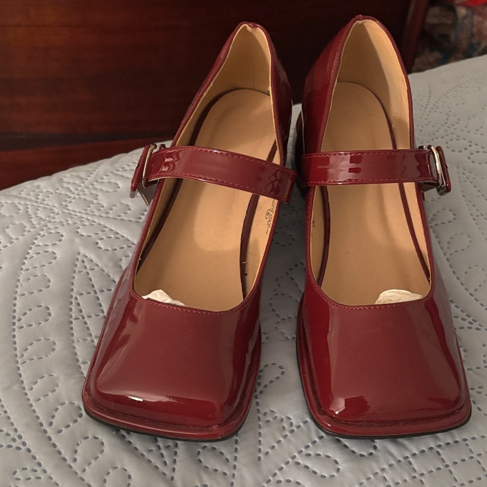 Chic Burgundy Mary Jane Heels